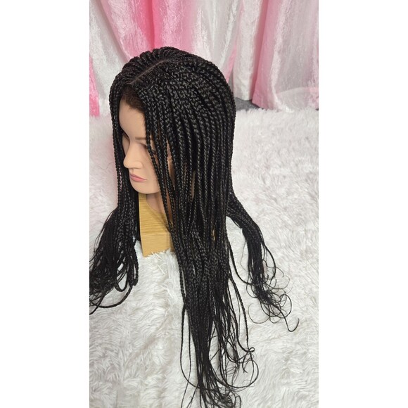 Full Frontal Braided Dark Brunette Natural Look Bohemian Wig - Picture 4 of 15